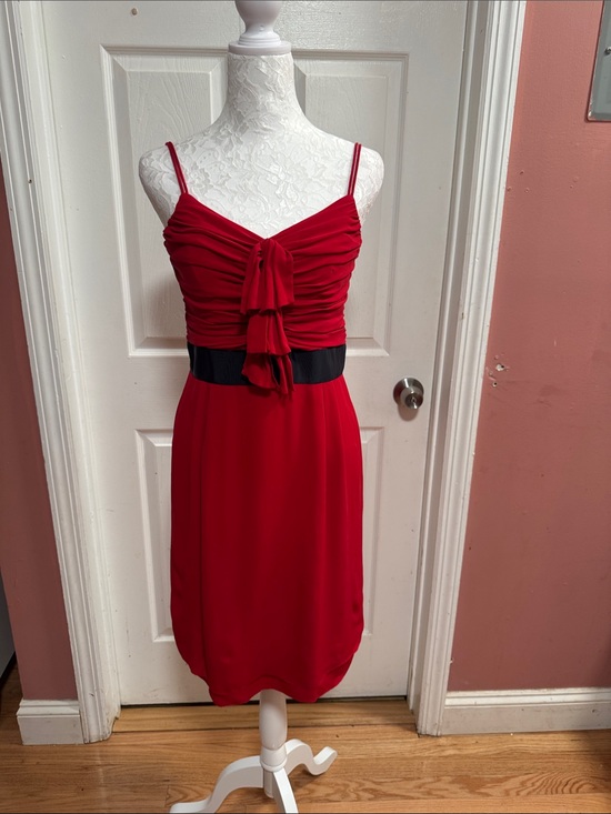 Tory Burch Dresses & Skirts - Tory Burch Red Mini Dress with Black Waistband
